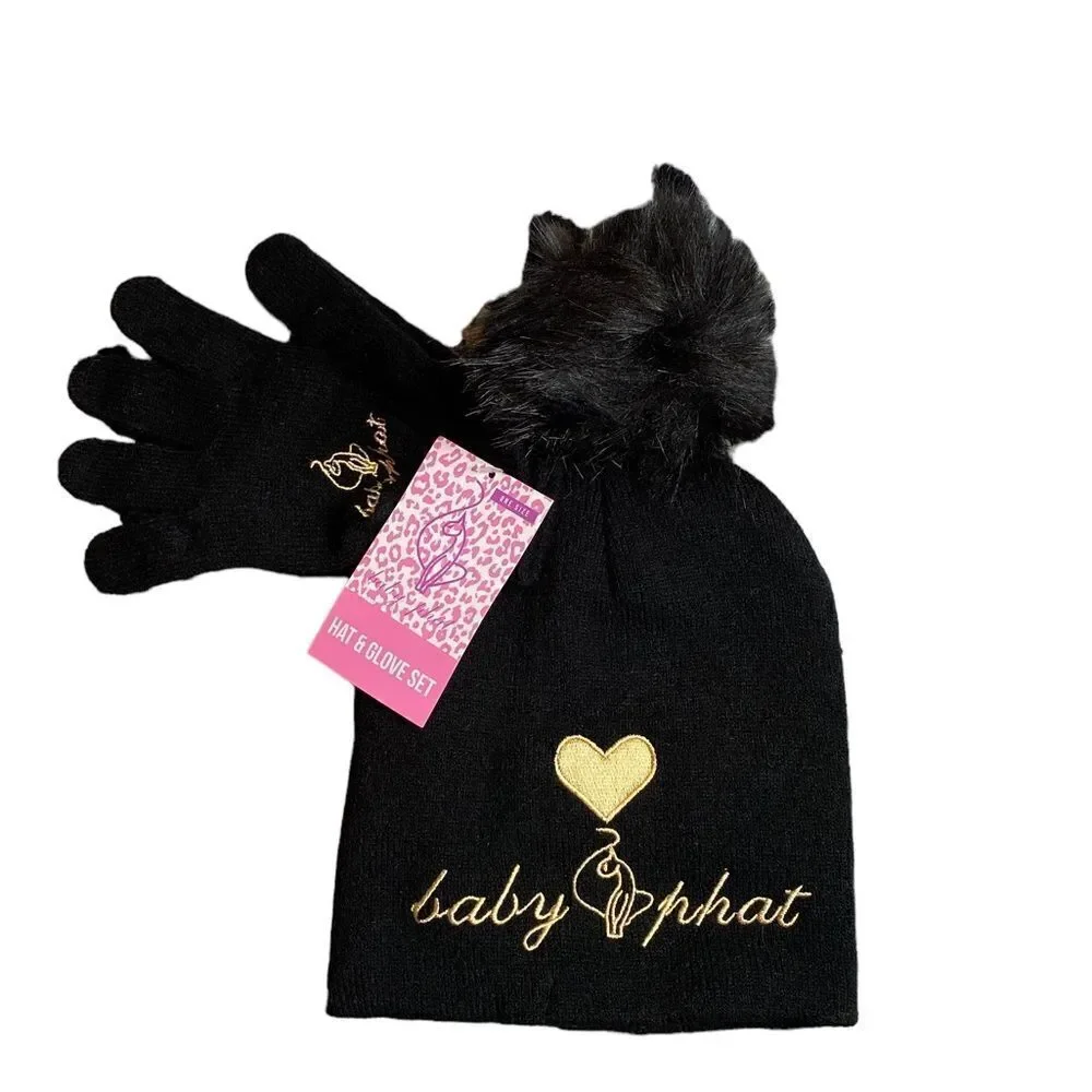Baby Phat Pom Pom Hat & Glove Set